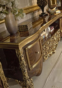 Baroque Royal <strong>Wood</strong> Carved Living Room Furniture Set Glass Display <strong>Cabinets</strong> and <strong>TV</strong> Stands - Product Image 4