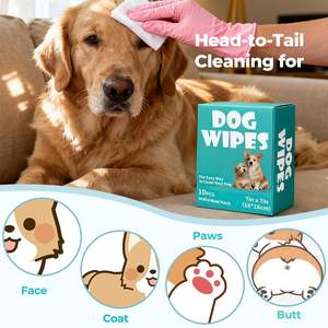 Lingettes nettoyantes <span class=keywords><strong>pour</strong></span> animaux de compagnie hypoallergéniques et non parfumées, logo personnalisé, 10 paquets individuels, <span class=keywords><strong>pour</strong></span> <span class=keywords><strong>le</strong></span> visage, les pattes et <span class=keywords><strong>le</strong></span> <span class=keywords><strong>corps</strong></span> des chiens et des chats - Product Image 4