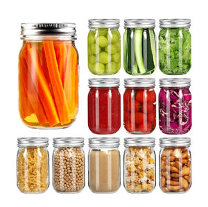 Großhandel 4oz 8oz 12oz 16oz 32oz Glas Einmach gläser Behälter mit regulären geteilten Deckel Marmelade Glas Weithals Einmach glas - Product Image 6