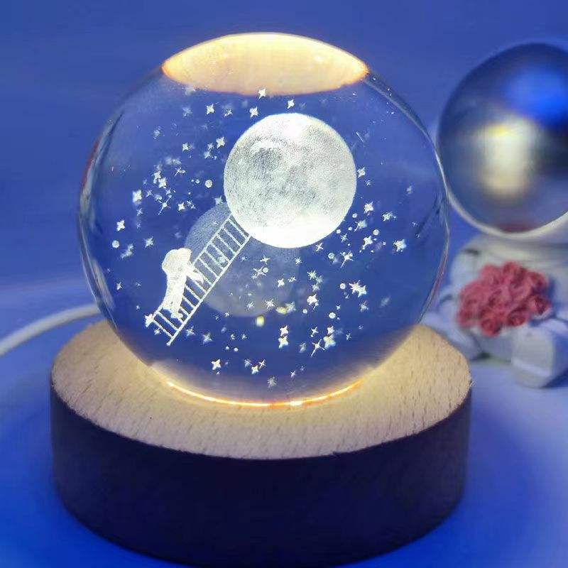 เลื่อม3D เลเซอร์แกะสลักคริสตัลทรงกลมลูกบอลลูกโลกสั่งทำ