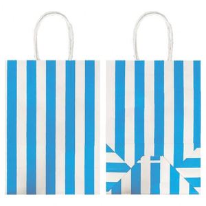 Petits sacs cadeaux rayés avec poignées en papier kraft pour Noël, anniversaires, mariages et fêtes, sacs en papier pour entreprises - Product Image 2