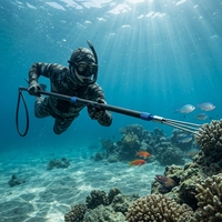 Accessoires de pêche sous-marine : Lance de pêche sous-marine de voyage en fibre de carbone de 5/7 pieds, lance à 2 branches, lance hawaïenne Paralyzer à 5 pointes, filetage 8 mm