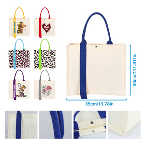 Fashion Cute Student Tote <strong>Bag</strong> with Colorful Ribbon Rope <strong>Medium</strong> <strong>Size</strong> Custom logo Sublimation Blanks Tote <strong>Bags</strong> White Office Tote - Product Image 2