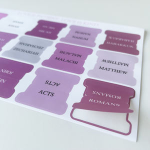 Autocollants catholiques chrétiens roses d'usine OEM, onglet biblique de lettrage en relief de feuille d'or personnalisé avec <span class=keywords><strong>résumé</strong></span> de livre - Product Image 5