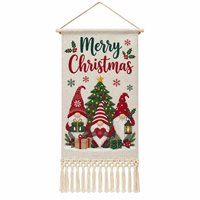 Décoration murale verticale en textile polyester avec pompons, sur rouleau, avec barre en bois, affiche suspendue imprimée sur mesure pour la décoration intérieure