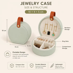 Personalized Small Portable Custom Logo Luxury Pu Leather Jewelry Storage Box Earrings <b>Ring</b> Necklace Organizer Jewelry <b>Boxes</b> - Product Image 2