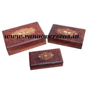 Boîte à bijoux en bois avec incrustation en laiton éléphant et Design sculpté à la main pour femmes et filles - Product Image 2