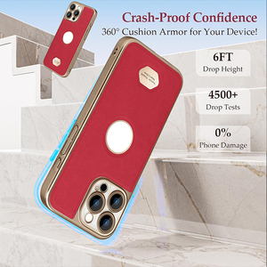 Custodia di lusso con Logo in pelle per <span class=keywords><strong>iPhone</strong></span> 11 12 <span class=keywords><strong>13</strong></span> 14 15 16 Pro <span class=keywords><strong>fotocamera</strong></span> Max protettiva con pulsante per telefono cellulare - Product Image 4