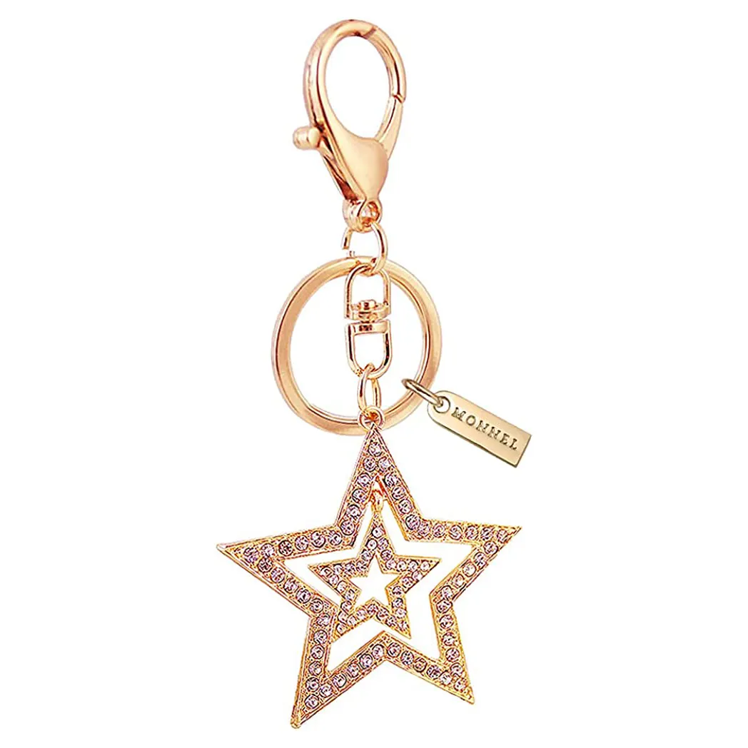 Custom Style Star Shape Pink Color For Gift Durable Keyring Hotel Household Key Chain Metal Keychain