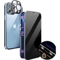 Casing ponsel bingkai aluminium magnetik tahan guncangan, casing kaca Tempered dua sisi bingkai aluminium logam untuk iPhone 16 17 Pro