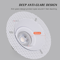 Personnalisation d'usine Matériau en fer et aluminium Ip65 Downlight étanche Led Anti-éblouissement Trimless Downlight
