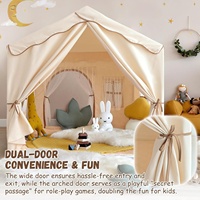 Grande tente de jeu pour enfants avec double porte, maisonnette de jeu pour filles et garçons, jeux d'imitation, polyester et coton, beige