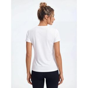 Women's V-Neck T-Shirts Short Sleeve Stretch Cotton Spandex Breathable Workout Yoga Sleep Tops Multi Pack - Product Image 4