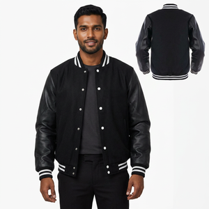 Chaqueta Varsity para Hombre, Estilo Bomber Deportivo con Letras Bordadas, para Deportes de Invierno al Aire Libre, Ropa Casual de Calle y Uso Diario - Product Image 1
