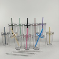 NOUVEAU Bouteille d'eau en plastique Tritan 450ml sans BPA Tasse à café Tasse à jus de fruits Tasse en plastique avec paille pour UV DTF Wraps Sticker