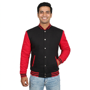 High Quality Breathable <b>Leather</b> Varsity <b>Jacket</b> Casual <b>Winter</b> Wear Stand Collar Embroidered CollegeBaseballjacket for men - Product Image 1
