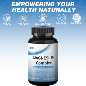 Cápsulas de magnesio de 300mg de complejo Triple de alta absorción sin OGM OEM ODM con citrato de glicinato de malato - Product Image 5