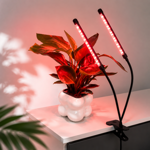 Indoor Growing Light 6W 8W Double <b>Tube</b> Clip Lamp With Dimming Timer for Small Plants at Home or Office - Product Image 1