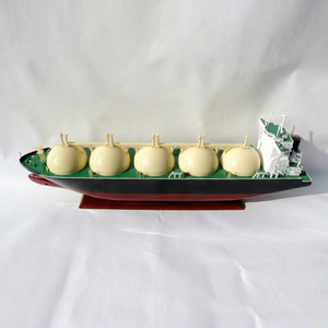 Modèle de navire commercial en bois fait main - Maquette de pétrolier porte-conteneurs à l'échelle pour décoration de bureau, Pétrolier GPL - Product Image 1