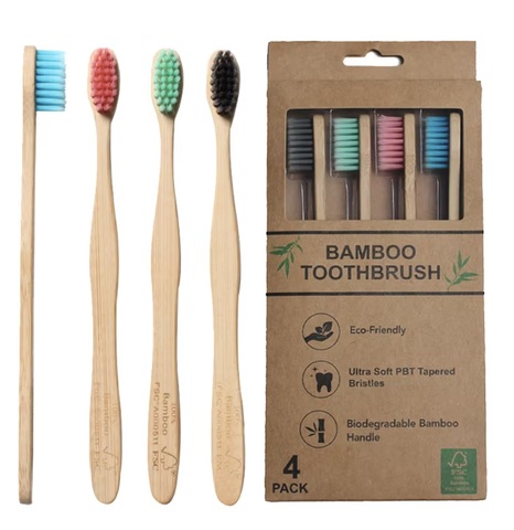 20-Pack Natural Environment-Friendly Bamboo Soft Wool Toothbrush BPA-Free Biodegradable for Home Use-for Children