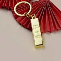 Porte-clés créatif en forme de lingot d'or léger, lingot d'or massif, brique d'or simulée, pendentif unisexe en métal, cadeau du Nouvel An, logo