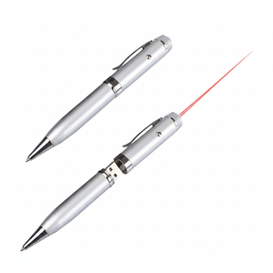 Penna Multifunzione USB con Puntatore Laser 14x150mm, Corpo in Metallo Argento con Raggio Rosso per Presentazioni e Scrittura - Product Image 2