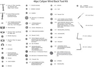 46pc Kit d'outils de réparation automobile de haute précision en acier au carbone moyen pour frein à disque à étrier universel Abarth 124 Spider - Product Image 3
