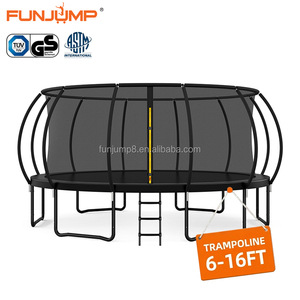 Funjump Safe <span class=keywords><strong>Trampoline</strong></span> de fitness pour enfants de 16 pieds pour l'extérieur, avec <span class=keywords><strong>filet</strong></span> de protection et structure en acier allié - Product Image 1