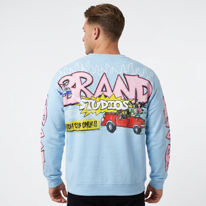 T-shirt à manches longues surdimensionné pour homme, streetwear, imprimé cartoon, jersey en coton, col rond, logo au dos - Product Image 6