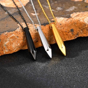 Gold-Plated Stainless Steel Bullet Head Pendant <b>Necklace</b> Claw Inlay Geometric Link Chain <b>for</b> Women <b>Men</b> <b>for</b> Christian - Product Image 1