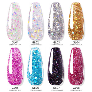 Wholesale New Painless Fast <b>Nail</b> <b>Extension</b> Glue <b>Nail</b> Paint with Glitter 8 Colors 15ml for DIY <b>Nail</b> Art - Product Image 5