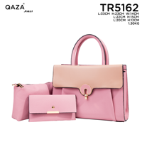 Sacs à main en cuir PU grainé de haute qualité pour femmes, ensemble de 3 pièces QAZA, grand sac fourre-tout durable, sac à bandoulière