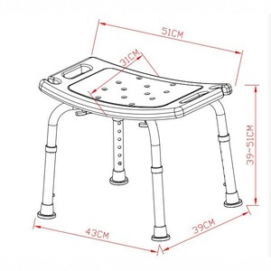 Chaise de douche pour salle de bain, tabouret en alliage d'aluminium avec coussinets antidérapants en EVA pour personnes âgées et femmes enceintes, blanc et bleu - Product Image 2