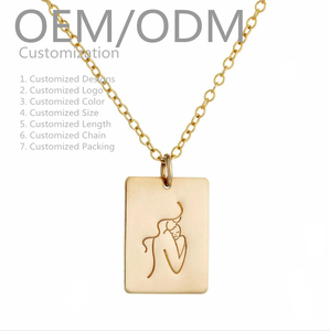 Collar Personalizado Grabado con Arte <span class=keywords><strong>de</strong></span> Líneas <span class=keywords><strong>de</strong></span> Mamá Abrazando a Bebé, Joyería <span class=keywords><strong>de</strong></span> Acero Inoxidable Personalizada, Regalo <span class=keywords><strong>para</strong></span> <span class=keywords><strong>el</strong></span> Día <span class=keywords><strong>de</strong></span> la Madre, Nueva Mamá - Product Image 1