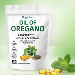 Supplément à l'extrait d'herbes OEM <span class=keywords><strong>Micro</strong></span> <span class=keywords><strong>2</strong></span>-en-1 6000mg d'huile d'origan et 200mg d'huile de graines noires 300 capsules dans une bouteille - Product Image 1