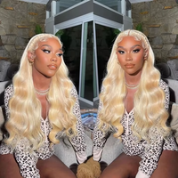 Haute qualité HD longue 613 Blonde vague de corps brut brésilien plumé pré coupé avant de lacet perruques avec des cheveux de bébé prêt à l'emploi femmes noires