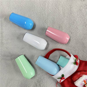 Cannelures multicolores à double paroi isolée sous vide en acier inoxydable 304, tasse à champagne, thermos en verre, 6oz, 1 pièce - Product Image 4