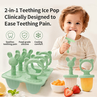 Moules à glaces en silicone 6 cavités les plus tendance 2026 avec poignée pour la préparation d'aliments sains pour bébés et de sucettes glacées au lait maternel