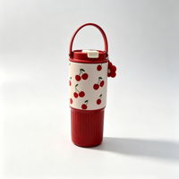 Mug en acier inoxydable 304 à double paroi ODM avec poignée de transport, couvercle torsadé, finition métallique brossée, tasse réutilisable pour la maison et le bureau