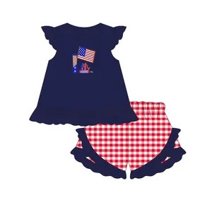 Wholesale kids Boutique Summer Baby boy Girl 2 Outfits July 4th Independence Day sets high quality children clothes