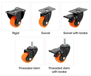 Roulette en PVC silencieuse antidérapante durable avec roulements doubles Roue orange de 1.5/2/2.5/3/4/5 pouces pour équipement