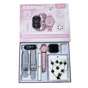 Reloj Inteligente A58 Max, Pulsera Trébol de Cuatro Hojas, Tubo Blanco para Lápiz Labial, Set de Joyería para Mujer, Llamadas, Moda, Aleación, Cuarzo, Monitor de Actividad - Product Image 2