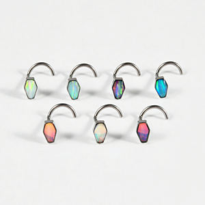 20G Titane <span class=keywords><strong>Coeur</strong></span> Nez Goujons Flash <span class=keywords><strong>Film</strong></span> Opale Nez Anneaux Push-in Piercing Cercueil Carré Narine Piercing Bijoux Pour Femmes <span class=keywords><strong>Hommes</strong></span> - Product Image 4