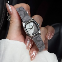 Montre de luxe Scottie 9194d en alliage de quartz, forme tonneau, avec incrustations de nacre, bracelet en cuir, pour femme, idéale pour un cadeau tendance