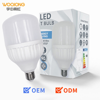 Woojong Lampu LED Pencahayaan Tinggi Terlaris Ramah Mata CRI Tinggi 20W 30W 40W 50W Basis E27/B22 Penutup PC Aluminium Berlapis Plastik