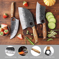 Couteau de Chef en Métal pour la Maison et la Cuisine, Hachoir à Viande Forgé à la Main, Couteaux de Boucher et d'Éviscération avec Manche en Bois