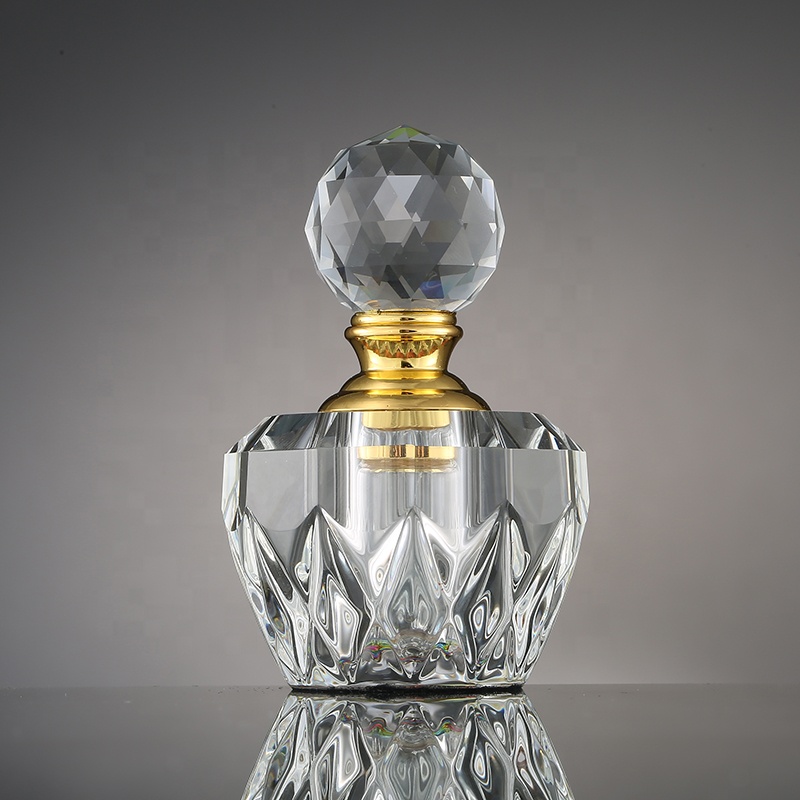 CJ-Handmade Facted Carved 3ml Crystal Perfume Bottle Fancy Attar Small Cube Essential Oil Bottles