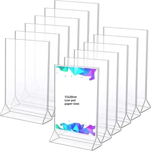 A5 Acrylic Sign Holder, Clear Plastic Table Menu stand, Card Display, Upright Ad Photo Picture Portrait Frame