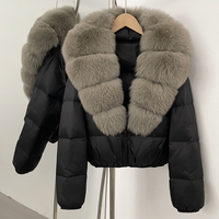 OFTBUY manteau en duvet de canard blanc femmes hiver manteau en fourrure de raton laveur naturel femme veste bouffante courte veste en fourrure véritable Parka épaisse ample