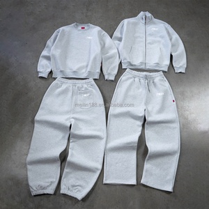 Autumn Streetwear Hoodies and Baggy <b>Sweatpants</b> <b>Set</b> Fitness Sports Jogging Suit Heavyweight Custom Gray Hoodies Tracksuit <b>Set</b> - Product Image 1
